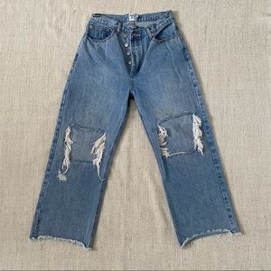 Princess Polly Distressed Denim Jeans Wide-Legged